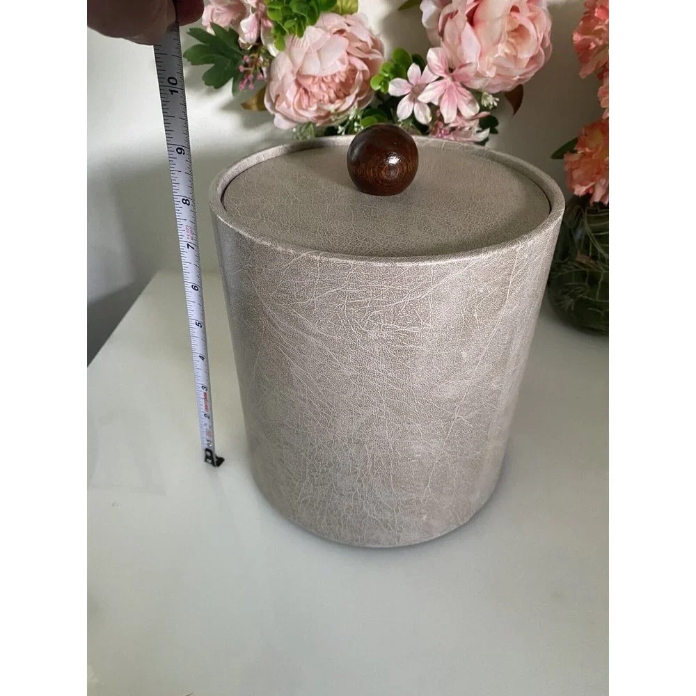 Made In USA‎ Wescon Taupe Leatherette and Wood 3-Quart Insulated Ice Bucket MCM